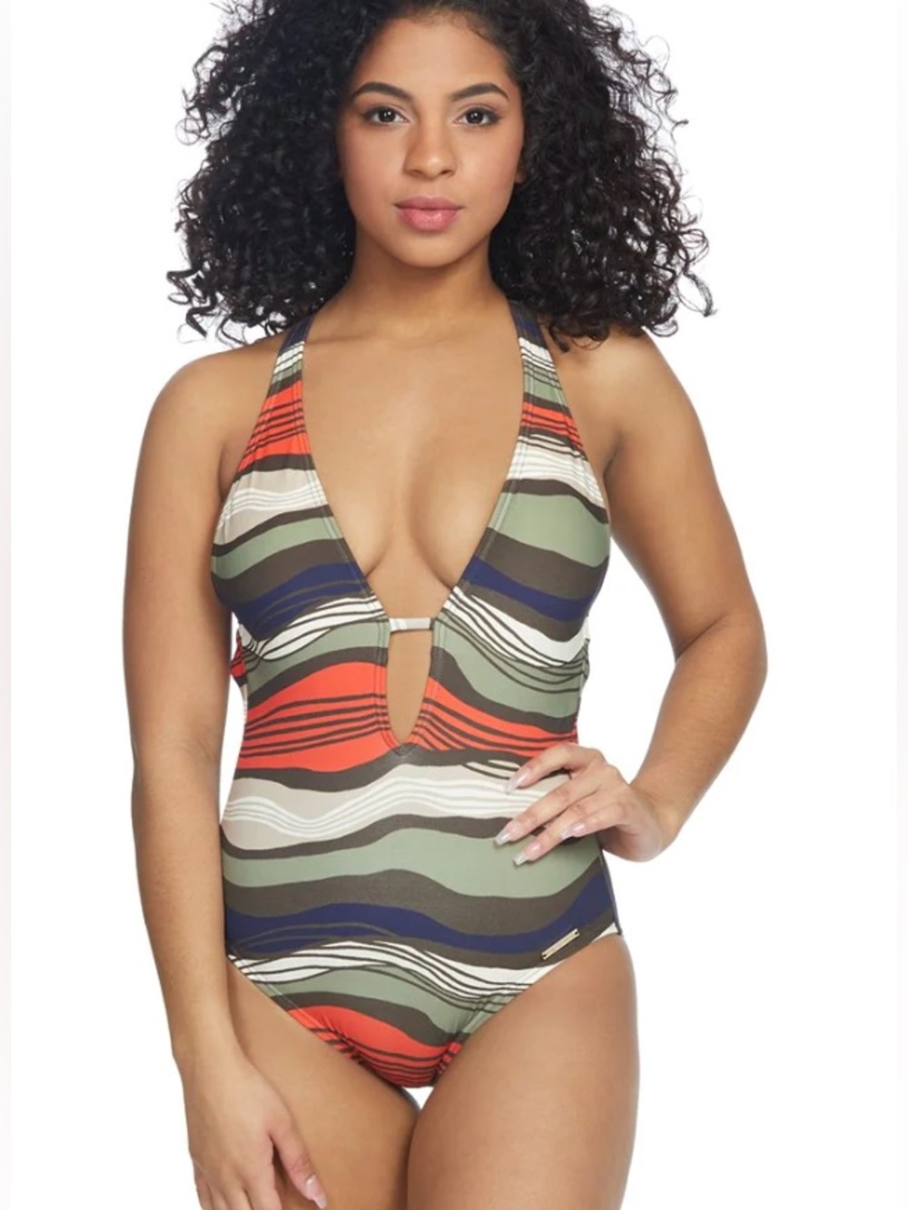 Vince Camuto Plunging V-Neck One-Piece Swimsuit - Picture 2 of 10